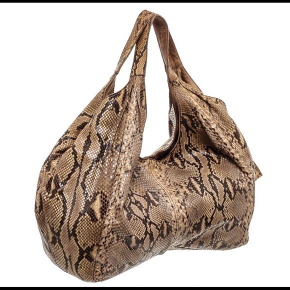 Valentino Brown Python Leather Nuage Bow Tote Bag - Picture 2 of 7